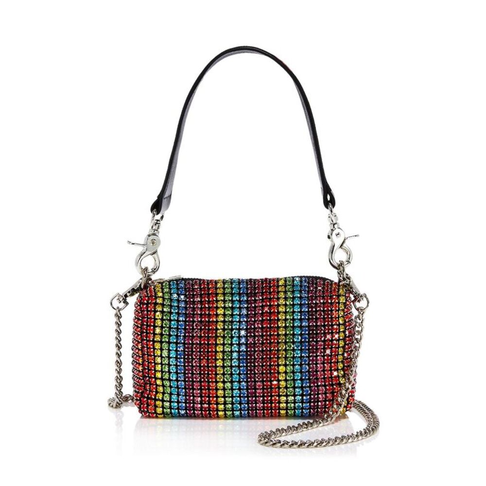 BRUCEGLEN Women's Rainbow Embellished Nylon Top 13In Single Strap Crossbody